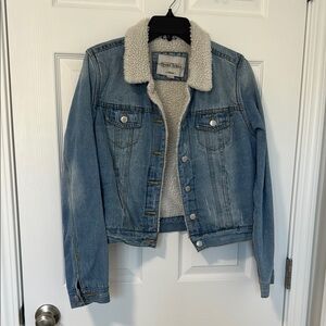 American Eagle Outfitters Blue Jean Jacket with Shearling